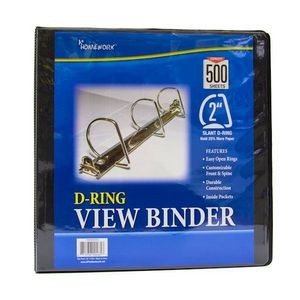 2 3-Ring Binders - Black, D-Ring, 2 Pockets , View Cover (Case of 12)