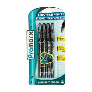 Gel Roller Pens - Black, 4 Pack (Case of 48)