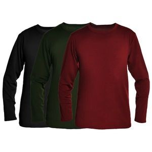 Men's Long-Sleeve Thermal Tops - Large, Black, Green, Dark Red (Case o