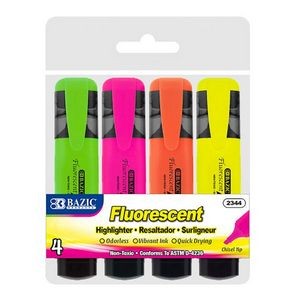 Fluorescent Highlighters - Assorted Colors, 4 Pack (Case of 144)