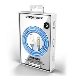 10' Lightning USB Cable - Light Blue (Case of 48)