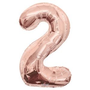 34 Mylar Number 2 Balloons - Rose Gold (Case of 48)