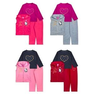 Toddler Girls' Cute & Cozy Fleece Sets - 3 Piece, 4 Colors (Case of 24