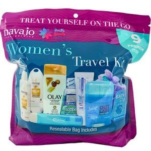 Women's Zip Bag Travel Kits - 9 Piece, TSA Approved (Case of 8)