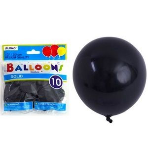 Solid Color Latex Balloons - Black, 12, 10 Pack (Case of 36)