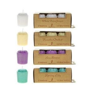 Votive Candles - Assorted Colors & Scents, 3 Pack (Case of 48)