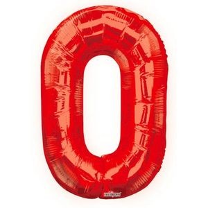 34 Mylar Number 0 Balloon - Red (Case of 48)