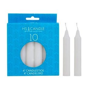 4 Unscented Taper Candles - White, 10 Count (Case of 48)