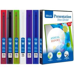 1/2 3-Ring Binder - Assorted Colors, Clear Presentation Window (Case o