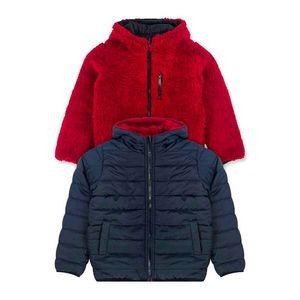 Toddler Boys' Hooded Puffer Jackets - 2T-4T, Sherpa Lining, Reversible