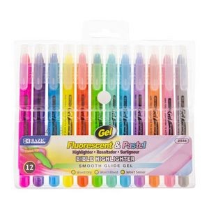Gel Bible Highlighters - 12 Pastel Color Pack (Case of 48)