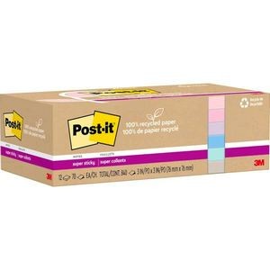 Super Sticky Notes - Pastels, 70 Sheets, 12 Pack (Case of 12)