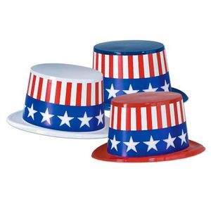 Patriotic Topper Hats - Assorted Colors, Stars & Stripes, Plastic (Cas
