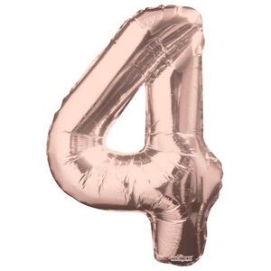 34 Mylar Number 4 Balloons - Rose Gold (Case of 48)