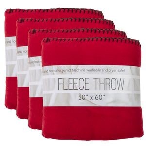 Fleece Throw Blankets - Red, 50 x 60 (Case of 24)