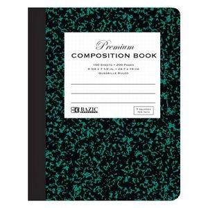 Quad Ruled Marbled Composition Book - 100 Sheets, Green (Case of 48)