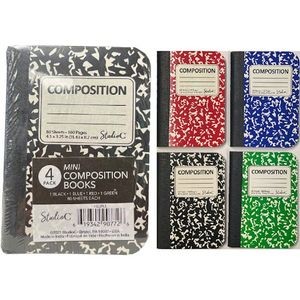 Mini Composition Memo Books - 4 Pack, Assorted Colors (Case of 12)