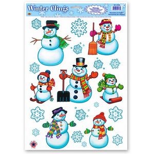 Snowman & Snowflake Clings - 16 Clings, Removable (Case of 144)