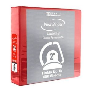 2 Slant-D Ring View Binders - Red, 2 Pockets (Case of 12)