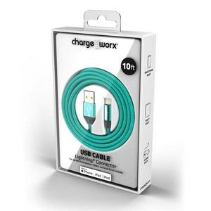 10' Lightning USB Cables - Teal (Case of 48)