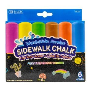 Jumbo Sidewalk Chalk - 6 Colors, Washable (Case of 72)