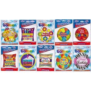 18 Mylar Birthday Balloons - 100 Pack, Individually Packed (Case of 10