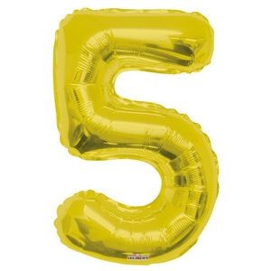 34 Mylar Number 5 Balloons - Gold (Case of 48)