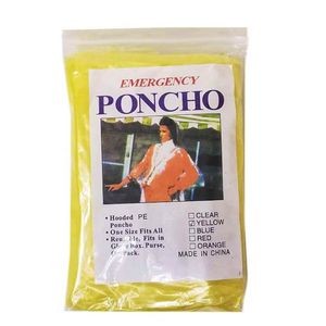 Yellow Generic Emergency Poncho (Case of 200)