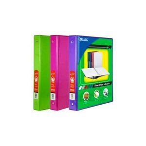 1 3-Ring View Binders - 3 Neon Colors, 2 Pockets, PVC (Case of 48)