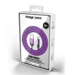 6' Lightning USB Cables - Periwinkle (Case of 48)