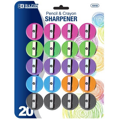 Pencil/Crayon Sharpener - 24 Count, Round, Assorted Colors (Case of 24