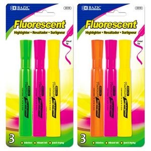 Highlighters - Assorted Colors, Chisel Tip, 3 Pack (Case of 144)