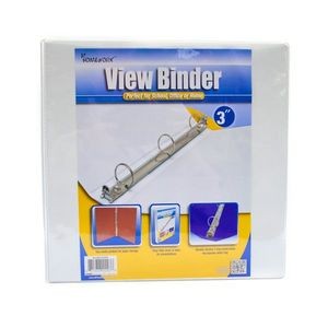 3 3-Ring Binders - White, 2 Interior Pockets, View Cover (Case of 12)