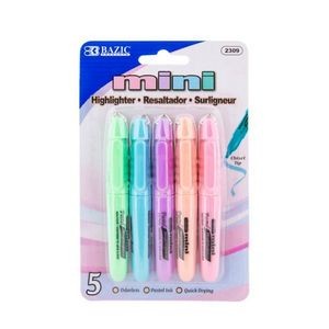Mini Pastel Highlighters - 5 Pack, Assorted (Case of 144)