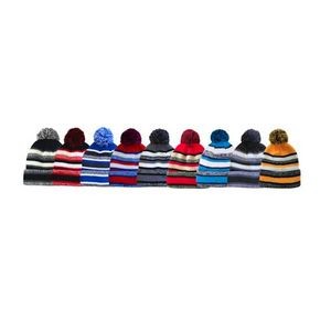 Adult Multi-Stripes Variegated Beanies - Assorted, Fleece Insulated (C