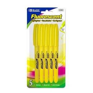 Highlighters - Fluorescent Yellow, Chisel Tip, 5 Pack (Case of 144)