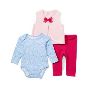 Baby Girls' Coral Fleece Vest Set - Pink/Blue, 3-12M, 3 Piece (Case of