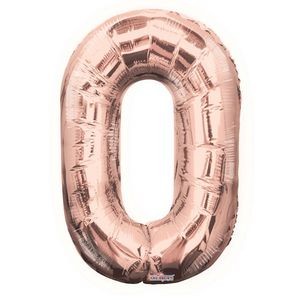 34 Mylar Number 0 Balloons - Rose Gold (Case of 48)