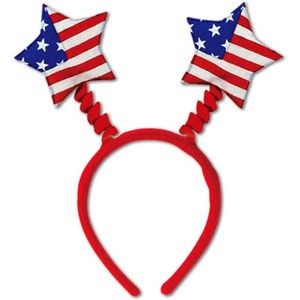 Patriotic Star Headbands - Red, White, Blue, Snap-On (Case of 12)