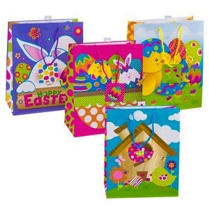 Easter Gift Bags - 13 H, 4 Bright Color Assortments (Case of 48)