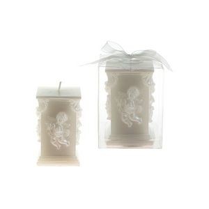 Angel on Square Pillar Candle - White (Case of 48)