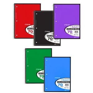 1 Subject Spiral Notebooks - College Ruled, 70 Sheets, 5 Colors (Case