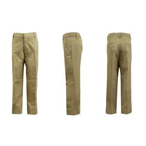 Boys' Uniform Pants - Sizes 4 - 7, Khaki, Flat Front (Case of 24)