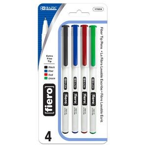 Extra-Fine Fiber Tip Pens - Red/Blue/Black, 3 Pack (Case of 144)