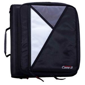 2 Laptop Zipper Binders - Jet Black, Carry Handle (Case of 6)