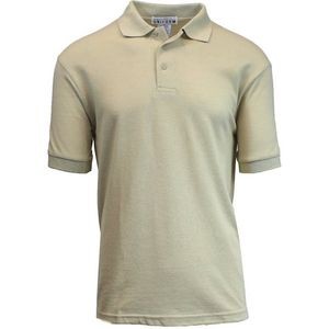 Adult Uniform Polo Shirts - Khaki, Short Sleeve, Size M - 2X (Case of