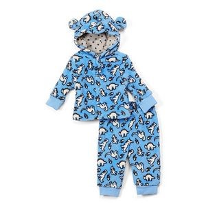 Baby Boys' Coral Fleece Plush Jacket & Pants Set - Blue, Dinosaur, 3M-