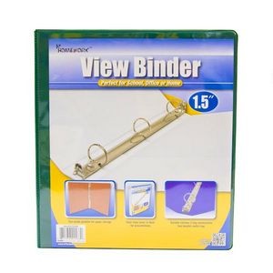 1.5 3-Ring Binders - Dark Green, 2 Pockets, View Cover (Case of 12)