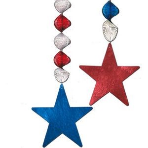 Foil Star Danglers - Red, White, Blue, 30 (Case of 12)