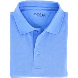 Adult Uniform Polo Shirts - Light Blue, Short Sleeve, Large (Case of 3